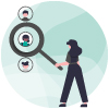 Graphic search - Woman with magnifying glass