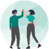 Graphic Match - Twee mensen geven elkaar een high five